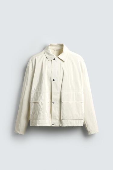 RELAXED FIT SHINY FINISH JACKET - White by Zara