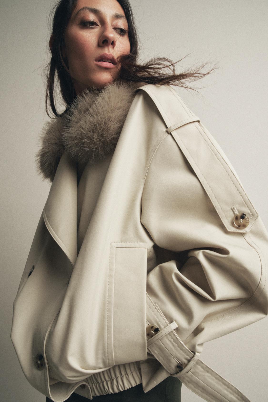 ZW COLLECTION WATER-REPELLENT SHORT TRENCH COAT