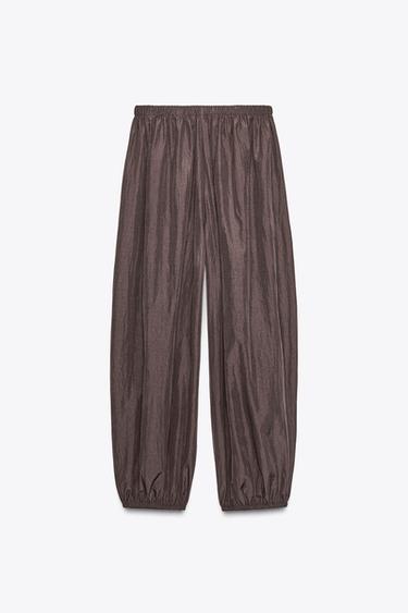 NYLON BALLOON TROUSERS - Dark brown by Zara - Image 6