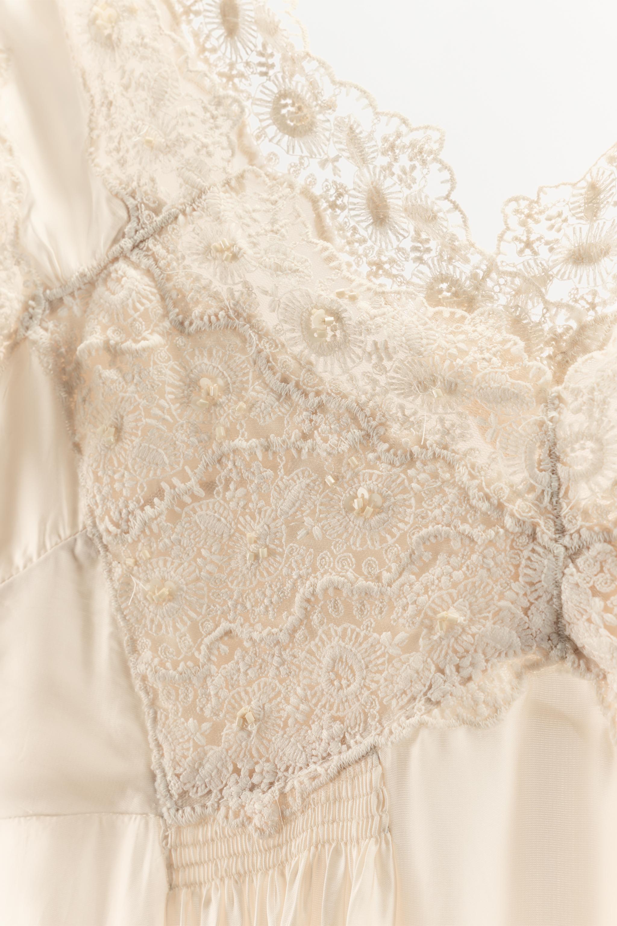 SATIN EFFECT LACE SLIP DRESS