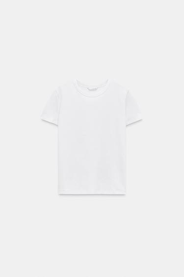 Zara 短袖 INTERLOCK T 恤 - 白色