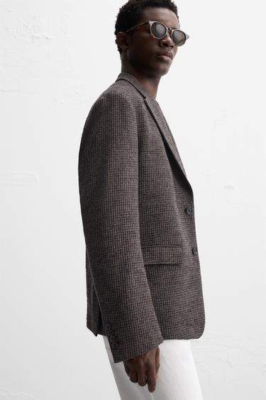 HOUNDSTOOTH BLAZER - Brown-Blue by Zara - Image 5