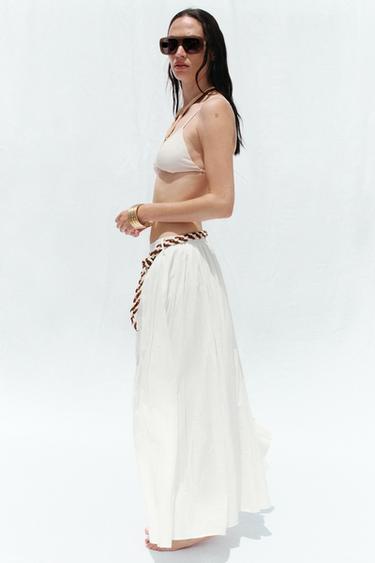 BRAIDED BELT MIDI SKIRT - White by Zara - Image 4