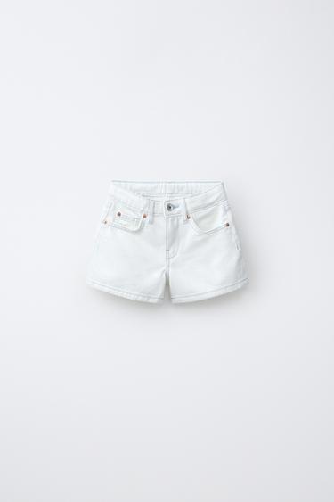 HEART PATCH DENIM BERMUDA SHORTS - White by Zara - Image 0