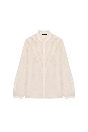 CAMISA VOLANTES SEMITRANSPARENTE - Crudo de Zara