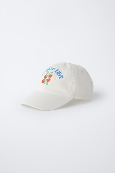 EMBROIDERED TOMATO CAP - White by Zara - Image 1