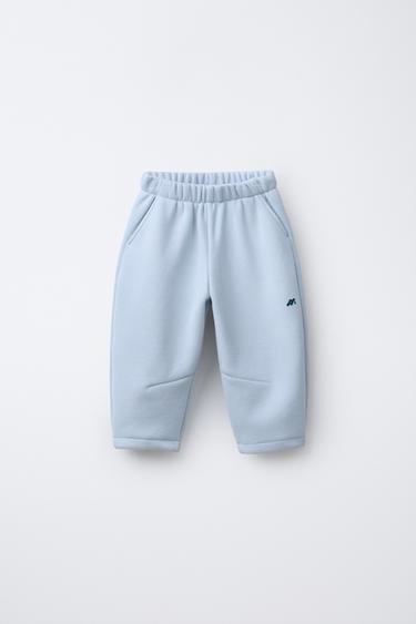 PANTALON BAGGY AVEC DOUBLURE POLAIRE ET LOGO - Bleu de Zara - Image 0