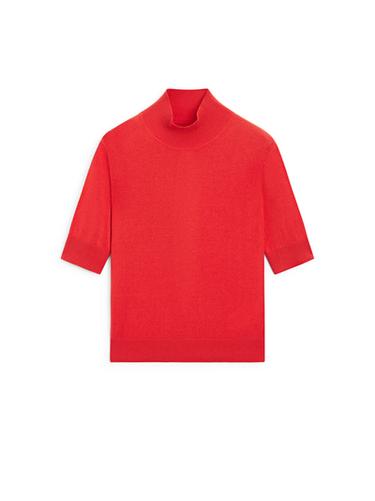Pull en maille à détail de dos en soie mélangée - STUDIO - Rouge / Orange de Zara