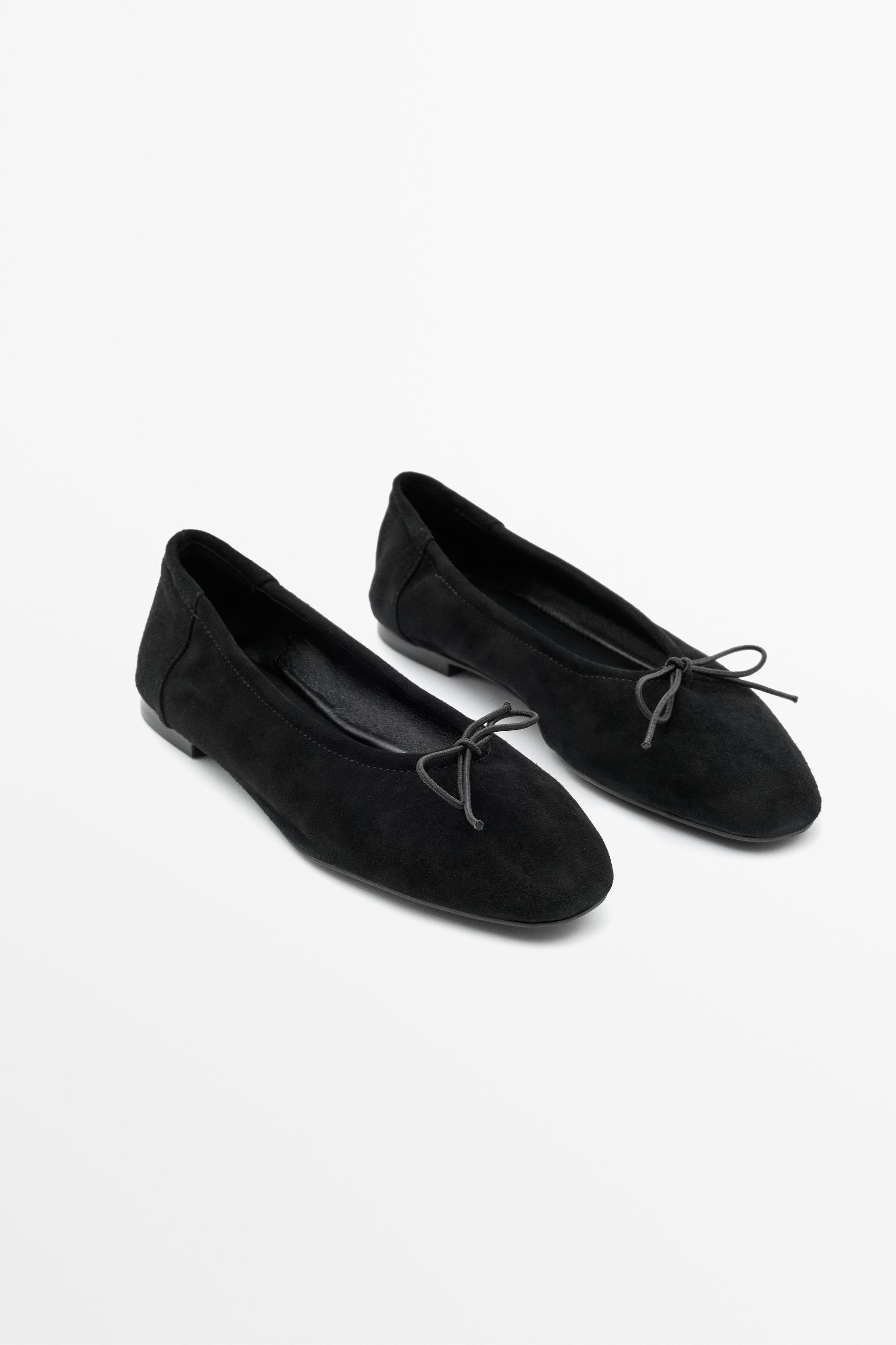 Suede bow ballet flat