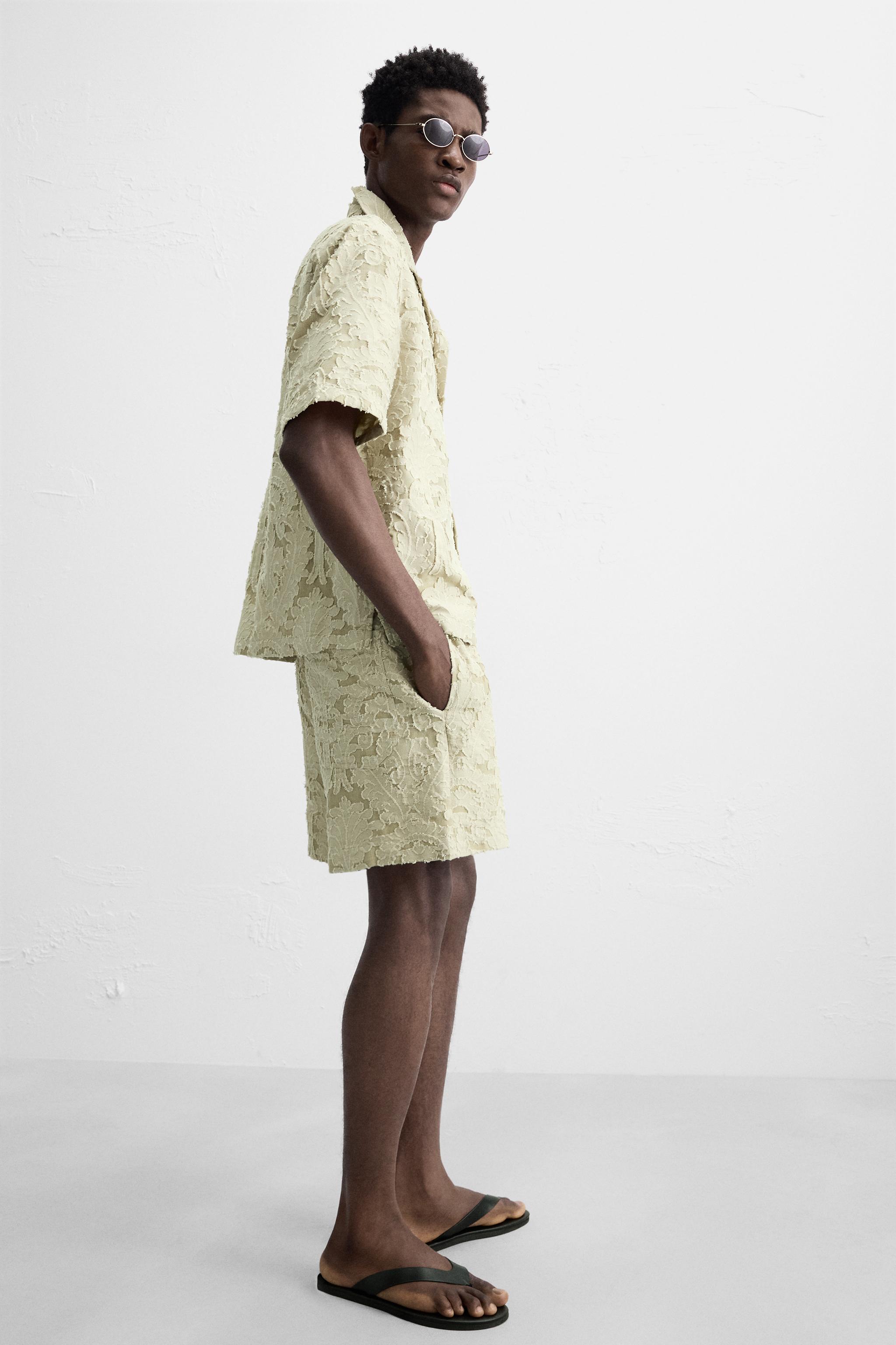 GEOMETRIC JACQUARD SHORTS - Khaki | ZARA United States GEOMETRIC JACQUARD SHORTS - Khaki | ZARA United States