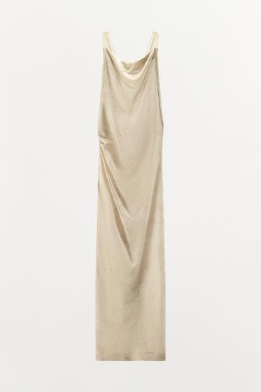 ROBE EN JACQUARD À BRETELLES COMBINÉES - Écru de Zara - Image 1