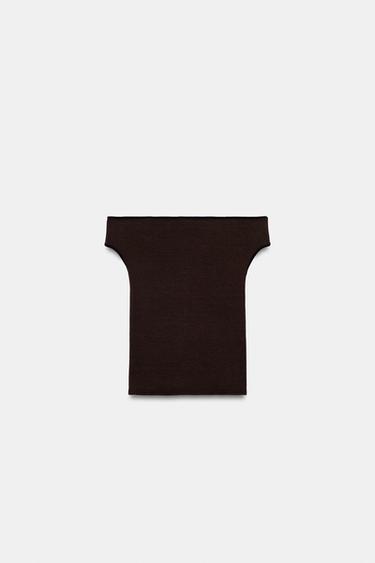 TOP CINTRE À LISERÉS EN CONTRASTE - Marron foncé de Zara - Image 6