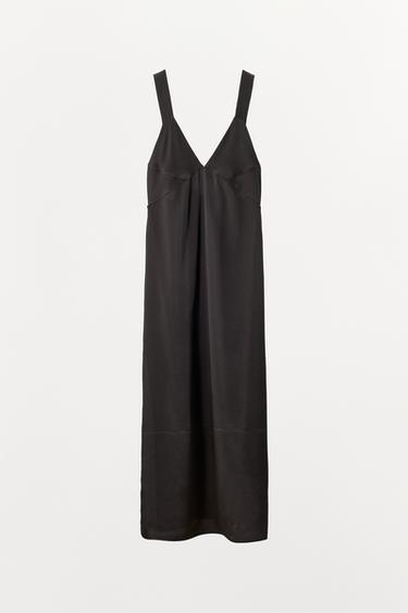CONTRAST SEAM SATIN DRESS - Brown by Zara - Image 4