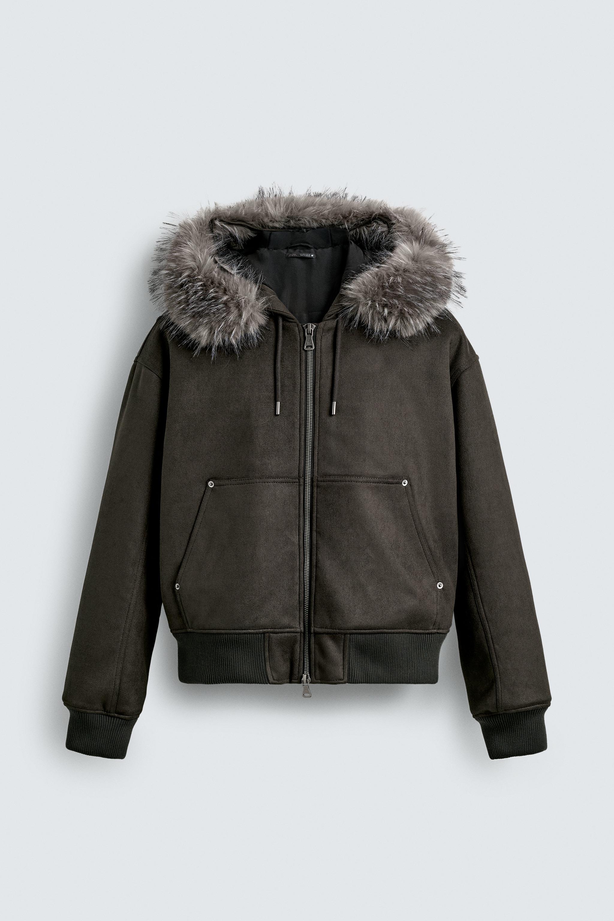 フェイクスエード キルティングジャケット - ダークカーキ | ZARA