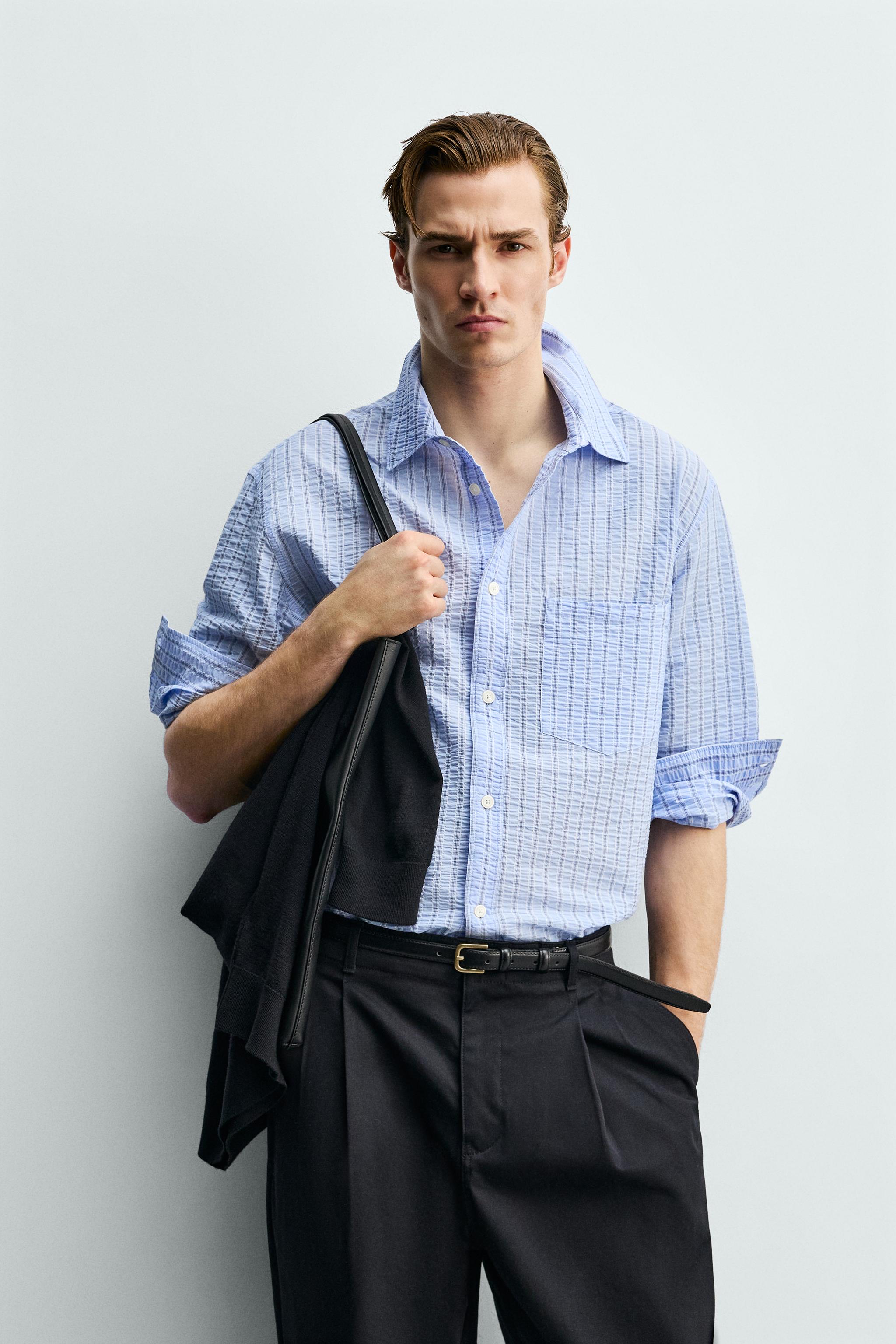 CHEMISE RAYURES EFFET FROISSÉ