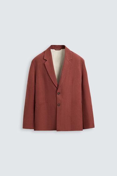 BLAZER TRAJE 100% LINO - Rojo / Negro de Zara
