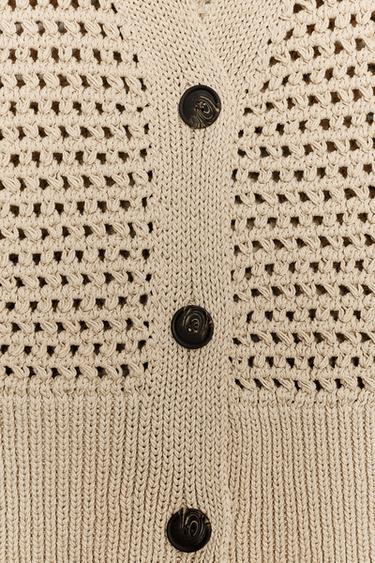 Zara OPEN KNIT VEST - Sand
