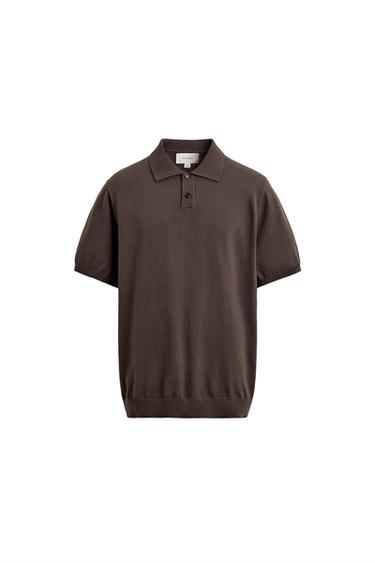 REGULAR FIT KNIT POLO SHIRT - Brown by Zara