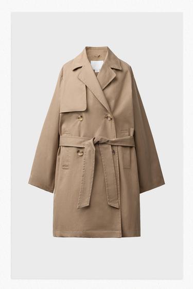 TRENCH LARGO CINTURÓN - tostado de Zara