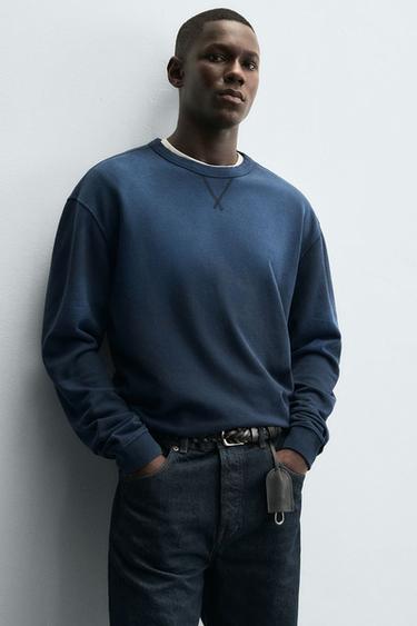 FADED CREW NECK SWEATSHIRT - Blue by Zara