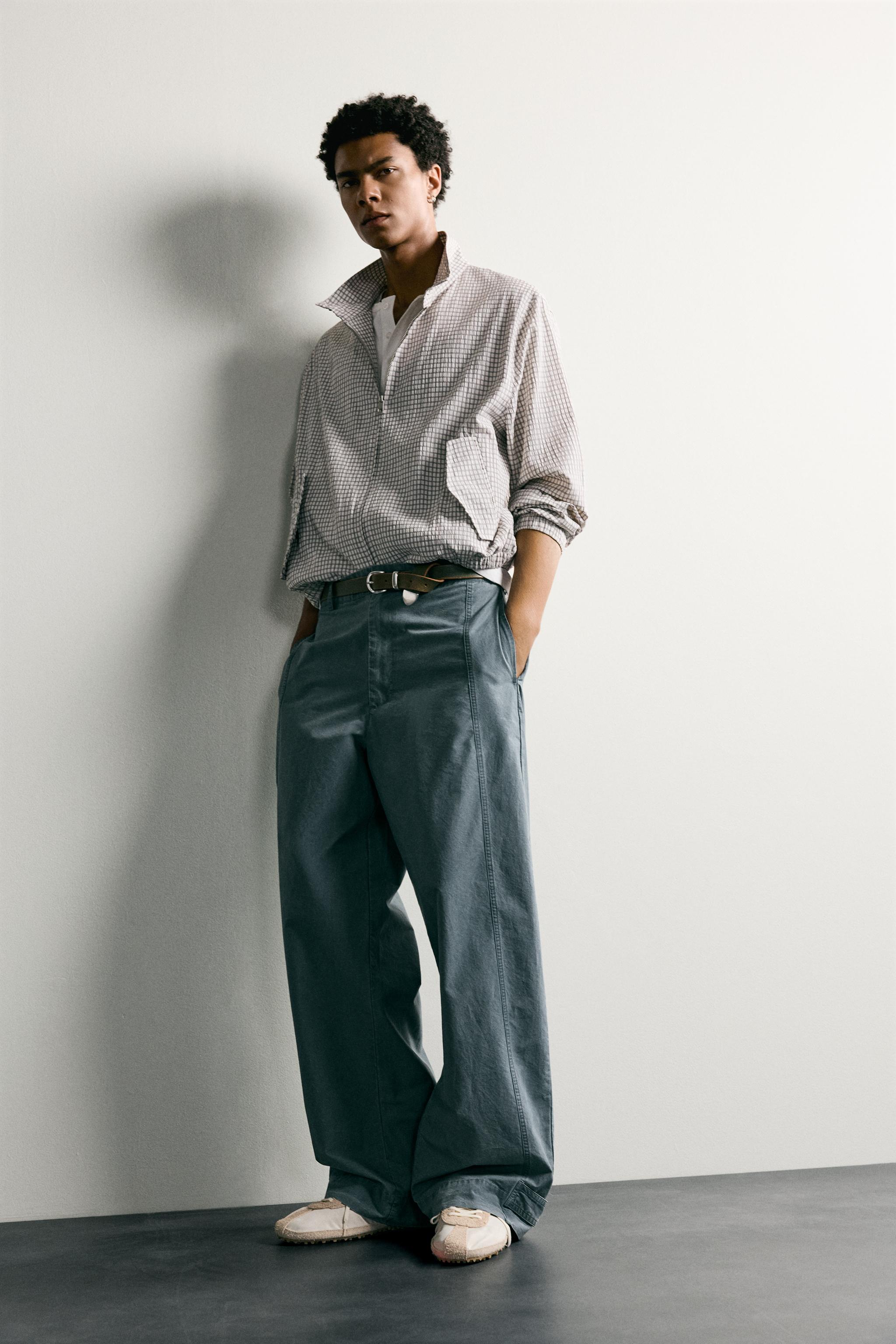 Мужские брюки Zara WASHED RELAXED FIT PANTS WITH TABS — фото 6