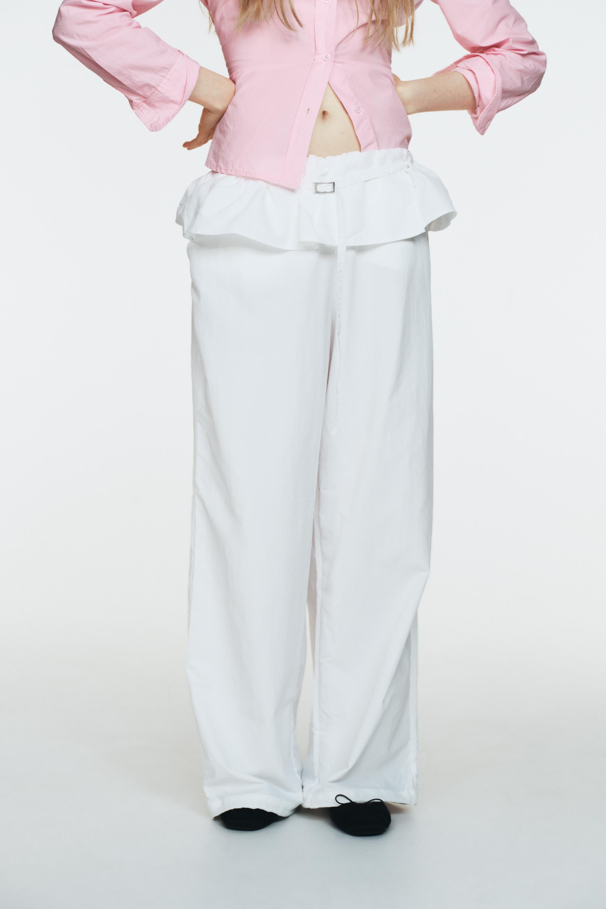 PANTALON EN NYLON À TAILLE SUPERPOSÉE