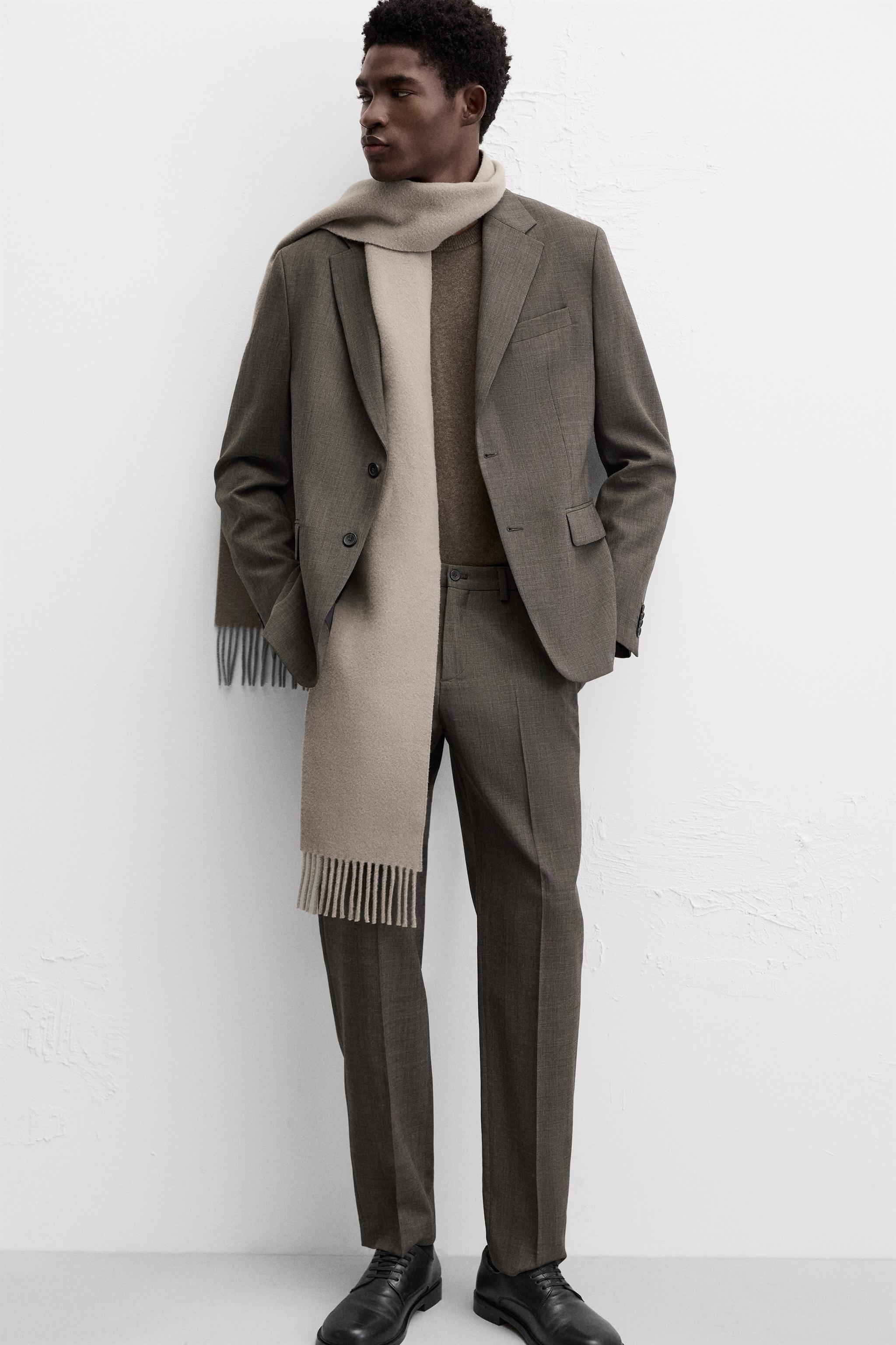 PANTALONI DA COMPLETO A QUADRI Marrone ZARA Italia Italy