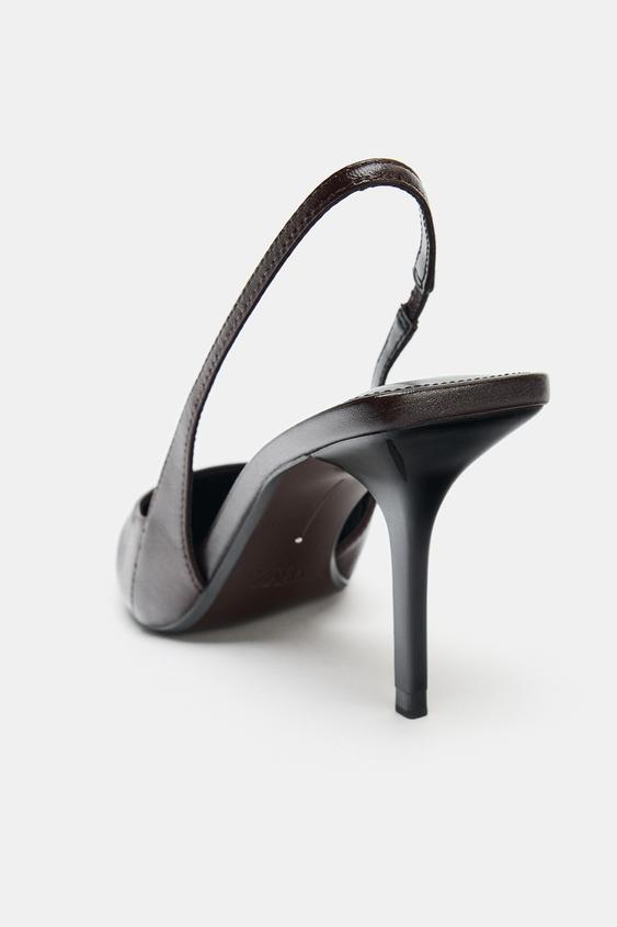 CHAUSSURES À talons EN CUIR BRIDE ARRIÈRE - Marron de Zara - Image 6