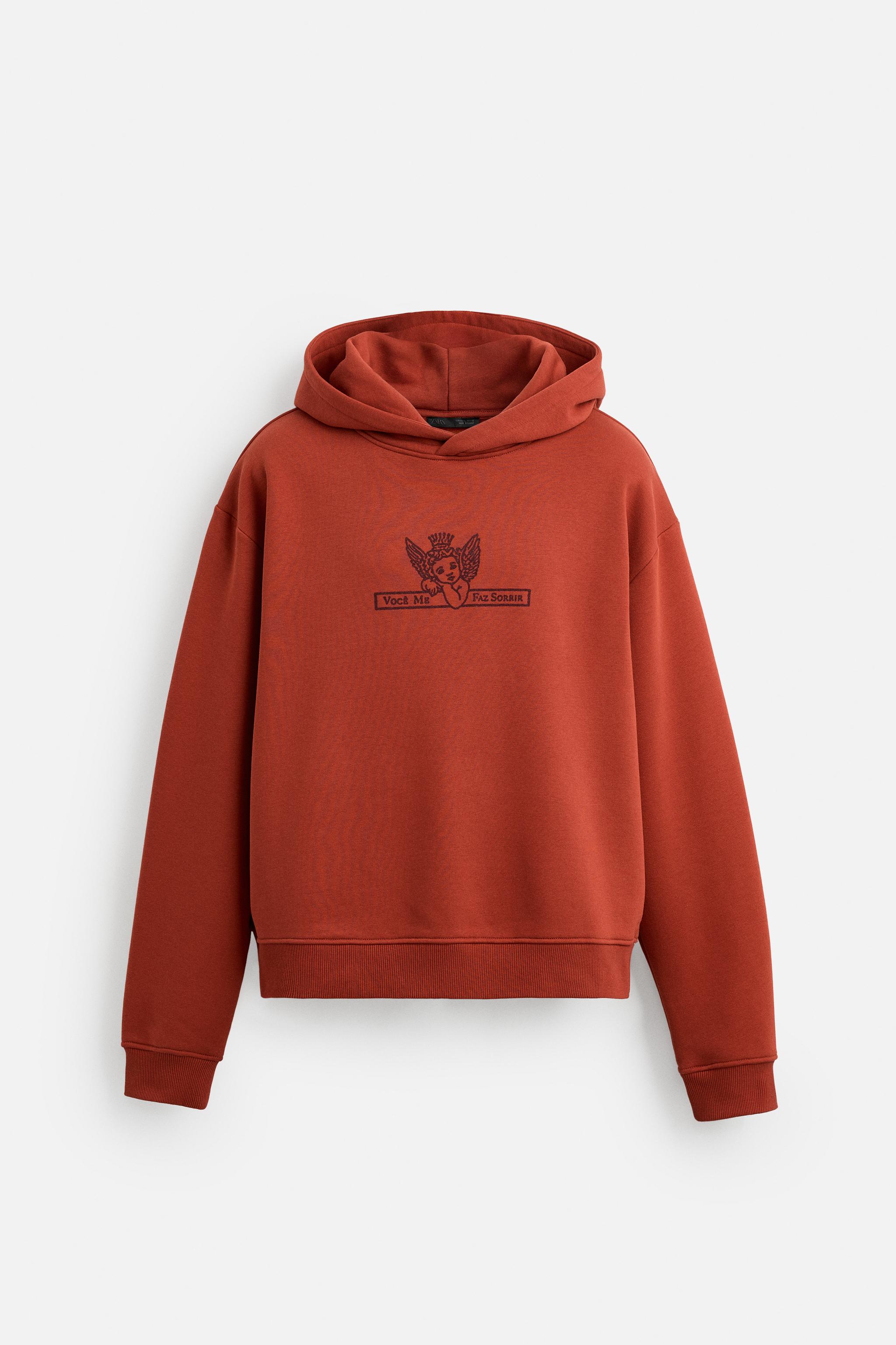 HEART PRINT HOODIE - Burgundy | ZARA Australia