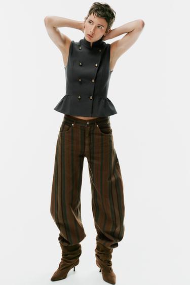 BUTTONED PEPLUM WAISTCOAT TOP - Petrol blue by Zara - Image 0
