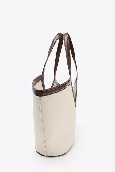 SAC SHOPPER COUPE CANVAS - Écru de Zara - Image 2