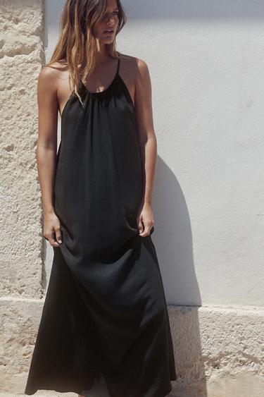ROBE HALTER À FRONCES - Noir de Zara - Image 1