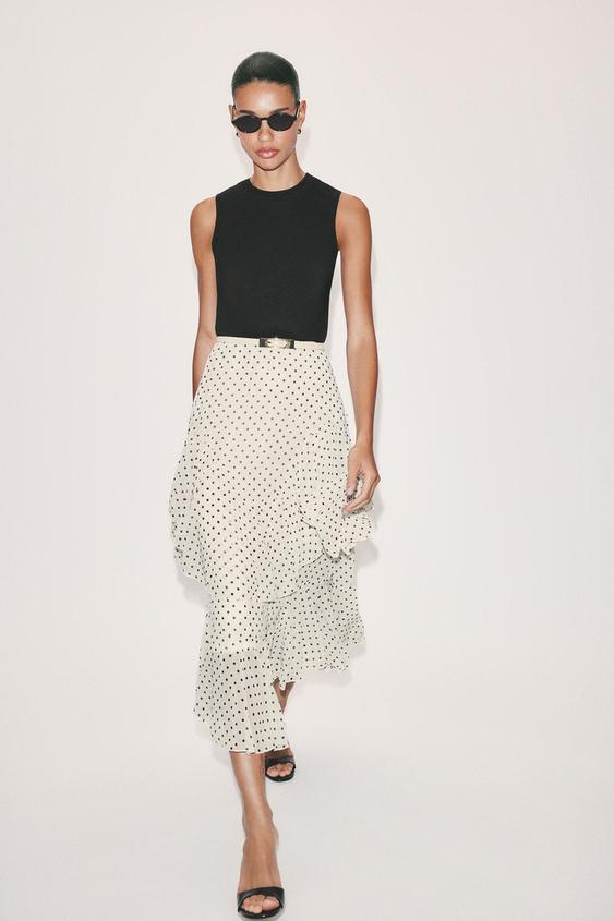 CONTRASTING POLKA DOT RUFFLED DRESS - Black / White by Zara - Image 0