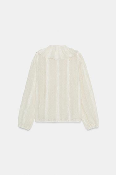 CHEMISE ROMANTIQUE EN PLUMETIS - Écru de Zara - Image 6