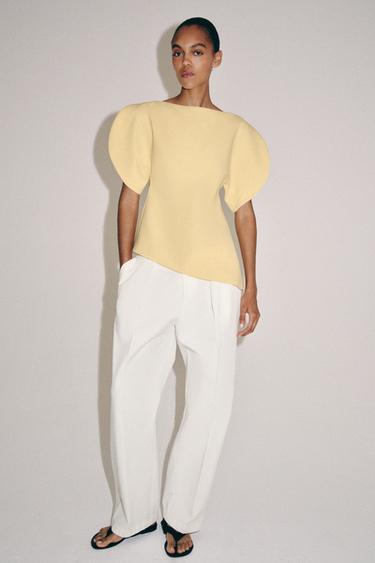 TOP MET BALLONMOUWEN ZW COLLECTION - Geel van Zara