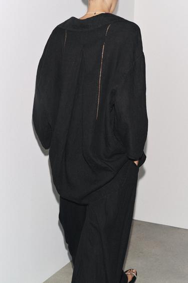 ZW COLLECTION 100% LINEN SHIRT - Black de Zara - Image 2