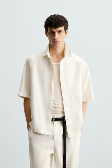 Zara VISCOSE - JUTE SHIRT - White