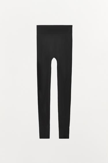 Zara POLYAMIDE MID-LENGTH LEGGINGS - Black