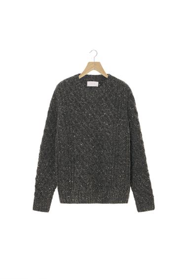 Zara DŽEMPER OD 100% VUNE SA PLETENICAMA I DUGMIĆIMA – tamnosivi lapor