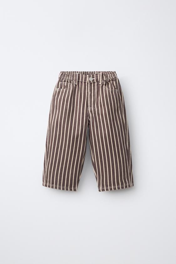 STRIPED BAGGY JEANS - Brown by Zara - Image 0