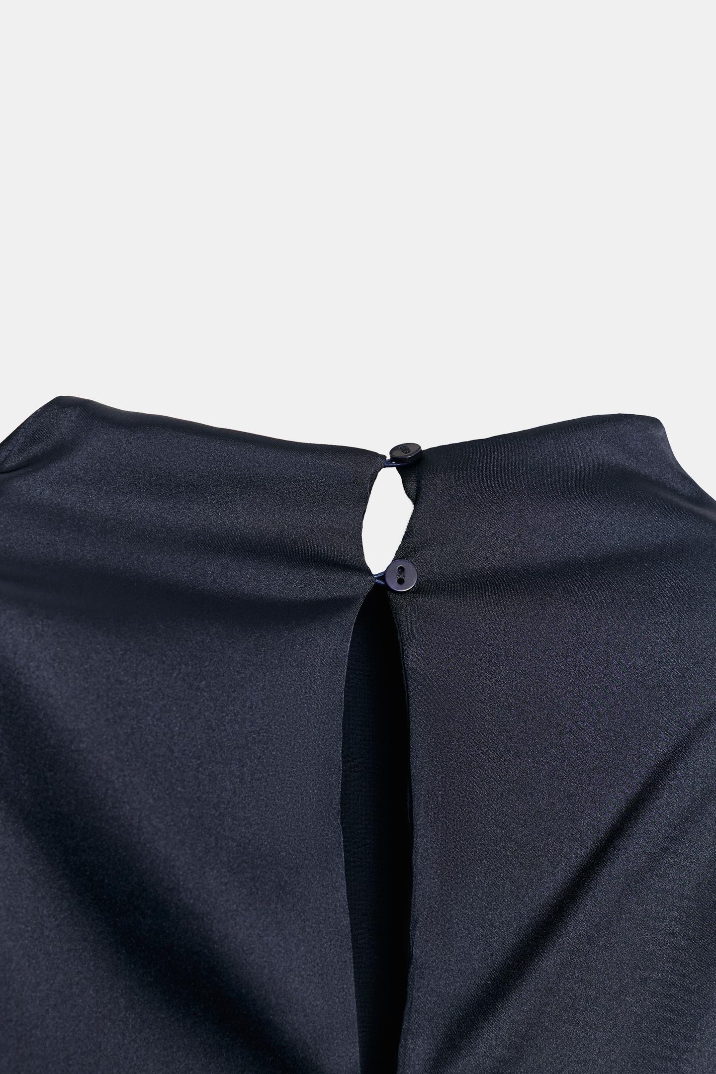 Женский топ Zara Satin Shoulder Pad Top, цвет: Тёмный тёмно-синий — фото 9
