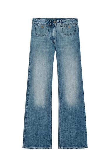 JEANS WIDE LEG TIRO MEDIO KATE MOSS X ZARA - Azul de Zara - Imagen 0