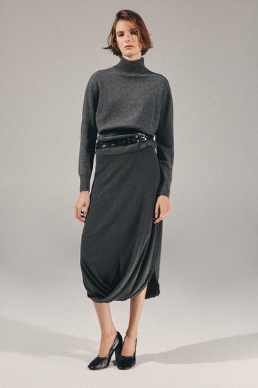 SOFT BALLOON MIDI SKIRT - Grey by Zara