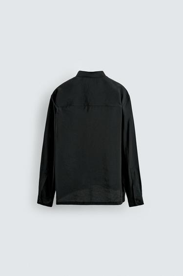 Zara FLOWY POLO SHIRT - Black