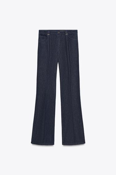 Zara ZW COLLECTION TAILORED WIDE LEG HIGH RISE JEANS - Blue