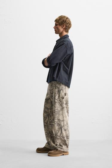 ABSTRACT PRINT CARPENTER TROUSERS - camel by Zara - Image 3