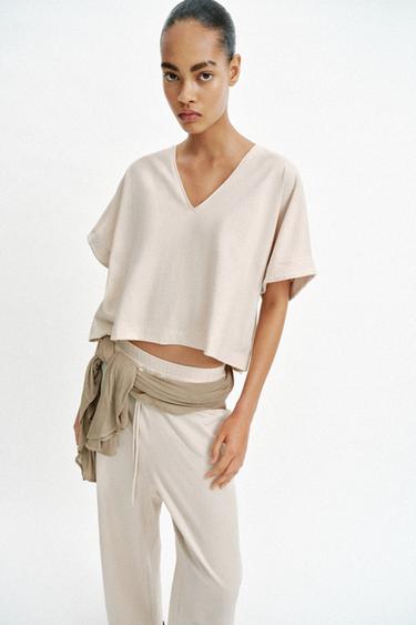 Zara RUSTIC CAPE TOP - Sand