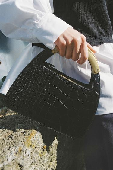 メタルハンドル付きシティバッグブラックZaraのメタルハンドル付きシティバッグ - ブラック