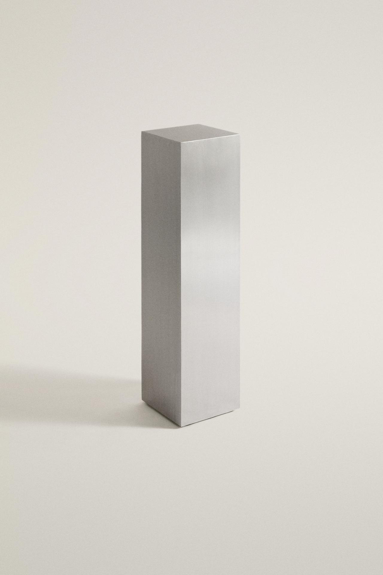 TALL BRUSHED STAINLESS STEEL PEDESTAL | STUDIO MARY LENNOX — Steel