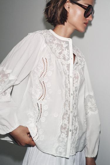 ZW COLLECTION EMBROIDERED SHIRT - White by Zara